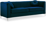 Isabelle Velvet Contemporary Sofa - Luxurious Upholstery with Chrome Legs & Cozy Throw Pillows