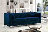 Isabelle Velvet Contemporary Sofa - Luxurious Upholstery with Chrome Legs & Cozy Throw Pillows