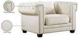 Bowery Contemporary Chair with Tufted Velvet Upholstery, Chrome Nailheads, and Cozy Throw Pillows