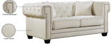 Bowery Contemporary Loveseat with Stylish Tufted Velvet Upholstery and Elegant Nailhead Trim
