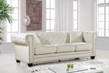 Bowery Velvet Contemporary Sofa with Plush Tufted Design, Nailhead Trim, and Throw Pillows Included