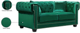 Bowery Contemporary Loveseat with Stylish Tufted Velvet Upholstery and Elegant Nailhead Trim