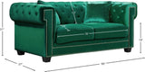 Bowery Velvet Contemporary Sofa with Plush Tufted Design, Nailhead Trim, and Throw Pillows Included