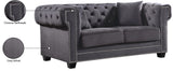 Bowery Contemporary Loveseat with Stylish Tufted Velvet Upholstery and Elegant Nailhead Trim