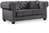 Bowery Contemporary Loveseat with Stylish Tufted Velvet Upholstery and Elegant Nailhead Trim