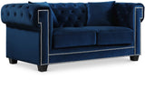 Bowery Contemporary Loveseat with Stylish Tufted Velvet Upholstery and Elegant Nailhead Trim