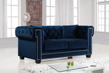 Bowery Contemporary Loveseat with Stylish Tufted Velvet Upholstery and Elegant Nailhead Trim