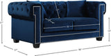 Bowery Velvet Contemporary Sofa with Plush Tufted Design, Nailhead Trim, and Throw Pillows Included