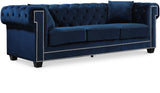 Bowery Velvet Contemporary Sofa with Plush Tufted Design, Nailhead Trim, and Throw Pillows Included