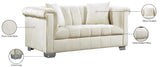 Kayla Velvet Loveseat - Chic Contemporary Design with Stylish Chrome Legs and Plush Throw Pillows