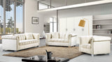 Kayla Velvet Loveseat - Chic Contemporary Design with Stylish Chrome Legs and Plush Throw Pillows