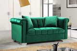 Kayla Velvet Loveseat - Chic Contemporary Design with Stylish Chrome Legs and Plush Throw Pillows
