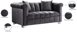 Kayla Velvet Loveseat - Chic Contemporary Design with Stylish Chrome Legs and Plush Throw Pillows