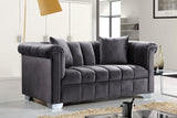 Kayla Velvet Loveseat - Chic Contemporary Design with Stylish Chrome Legs and Plush Throw Pillows