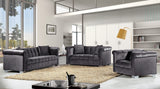 Kayla Velvet Loveseat - Chic Contemporary Design with Stylish Chrome Legs and Plush Throw Pillows