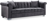 Kayla Velvet Contemporary Sofa – Luxurious Design with Chrome Legs & Cozy Pillows for Your Living Space