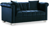 Kayla Velvet Loveseat - Chic Contemporary Design with Stylish Chrome Legs and Plush Throw Pillows