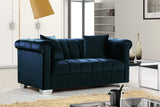 Kayla Velvet Loveseat - Chic Contemporary Design with Stylish Chrome Legs and Plush Throw Pillows