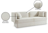 Marcel Contemporary Sofa with Curved Back Design, Plush Comfort, and Elegant Boucle Fabric Finish