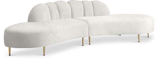 Divine Contemporary 2-Piece Sectional Sofa with Gold Stainless Steel Legs and Deep Channel Tufting
