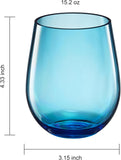 European Style Plastic Crystal Unbreakable Stemless Wine Glasses Set of 12