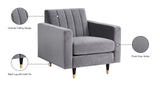 Lola Contemporary Chair - Elegant Channel Tufted Design with Chic Black and Gold Accent Legs