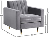 Lola Contemporary Chair - Elegant Channel Tufted Design with Chic Black and Gold Accent Legs