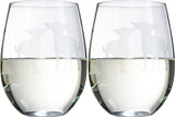 Set of 2 Chihuahua Dog Stemless Wine Glasses
