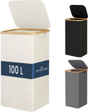 Fine Living 85L Slim Laundry Hamper with Lid & Handles, Ivory