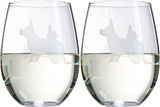 Stemless Wine Glasses Set of 2 (Corgi)