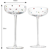 Polka Dot Champagne Coupe Glasses Set of 2 8.8 oz