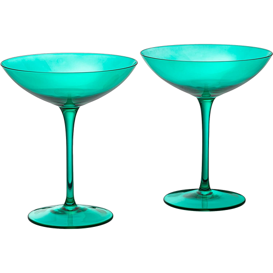 Champagne Coupes 12oz by The Wine Savant - (2, Teal)
