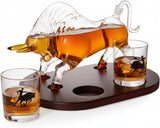 Western Cowboy & El Matador Bull Whiskey Decanter Set