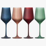 Frosted Colored Crystal Wine Glass | Set of 4