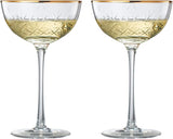 Vintage Art Deco Luxury Coupe Glasses | Set of 2 | 8 oz