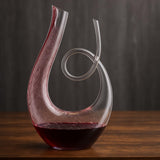 Art Series Swirl Wine Decanter – Hand Blown, Lead-Free Glass with Wide Base for Aeration – Elegant U-Shaped Design with Spill-Reducing Spout – Holds 33.8 oz – Modern Display for Red Wine Lovers