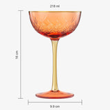 Vintage Art Deco Coupe for Champagne, Martini, Cocktails | Set of 2 | 7 oz (Orange Red)