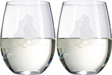 Set of 2 Labrador Dog Stemless Wine Glasses