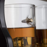 (EU ONLY) Wine Savant Dekanter-Set, Bullet-Gläser, limitierte Auflage, elegantes Gewehre, Whiskey-Dekanter, 57,1 cm, 1000 ml, mit 4 Bullet-Whiskey-Gläsern und Sockel aus Mahagoni-Holz