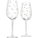 Polka Dot Stemmed Wine Glasses 16 Ounces Set of 2