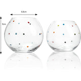 Polka Dot Set of 2 Stemless Bubble Wine Glasses 18 oz