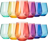 European Style Plastic Crystal Unbreakable Stemless Wine Glasses Set of 12