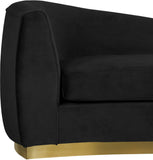 Julian Contemporary Chaise: Luxurious Velvet Design with Gold Stainless Steel Base for Modern Spaces