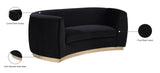 Julian Contemporary Loveseat - Luxurious Velvet Design with Stunning Gold Stainless Steel Accents