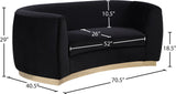 Julian Contemporary Loveseat - Luxurious Velvet Design with Stunning Gold Stainless Steel Accents