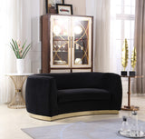 Julian Contemporary Loveseat - Luxurious Velvet Design with Stunning Gold Stainless Steel Accents