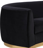 Julian Contemporary Loveseat - Luxurious Velvet Design with Stunning Gold Stainless Steel Accents