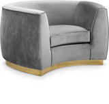 Julian Velvet Chair - Luxurious Curved Design with Gold Stainless Steel Base for Modern Elegance