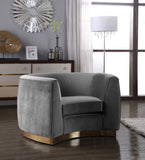 Julian Velvet Chair - Luxurious Curved Design with Gold Stainless Steel Base for Modern Elegance