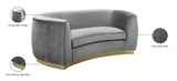 Julian Contemporary Loveseat - Luxurious Velvet Design with Stunning Gold Stainless Steel Accents